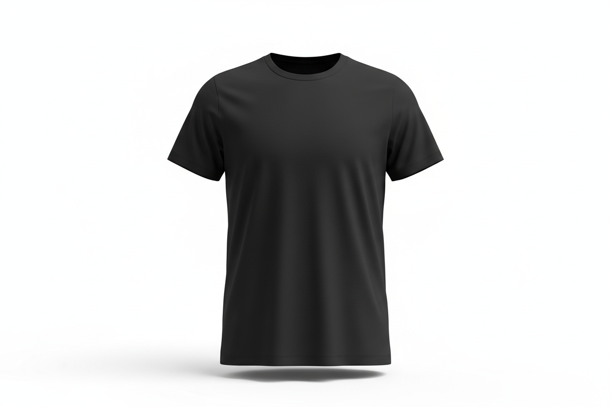 Plain black t-shirt on white background