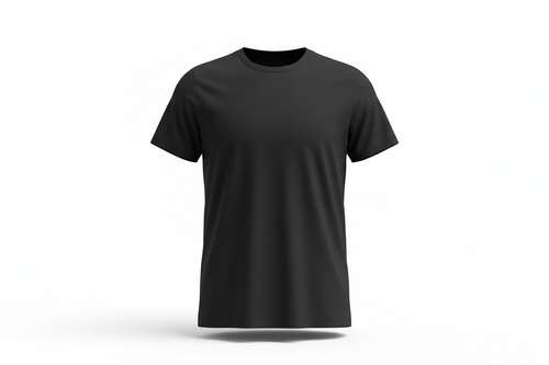 Plain black t-shirt on white background