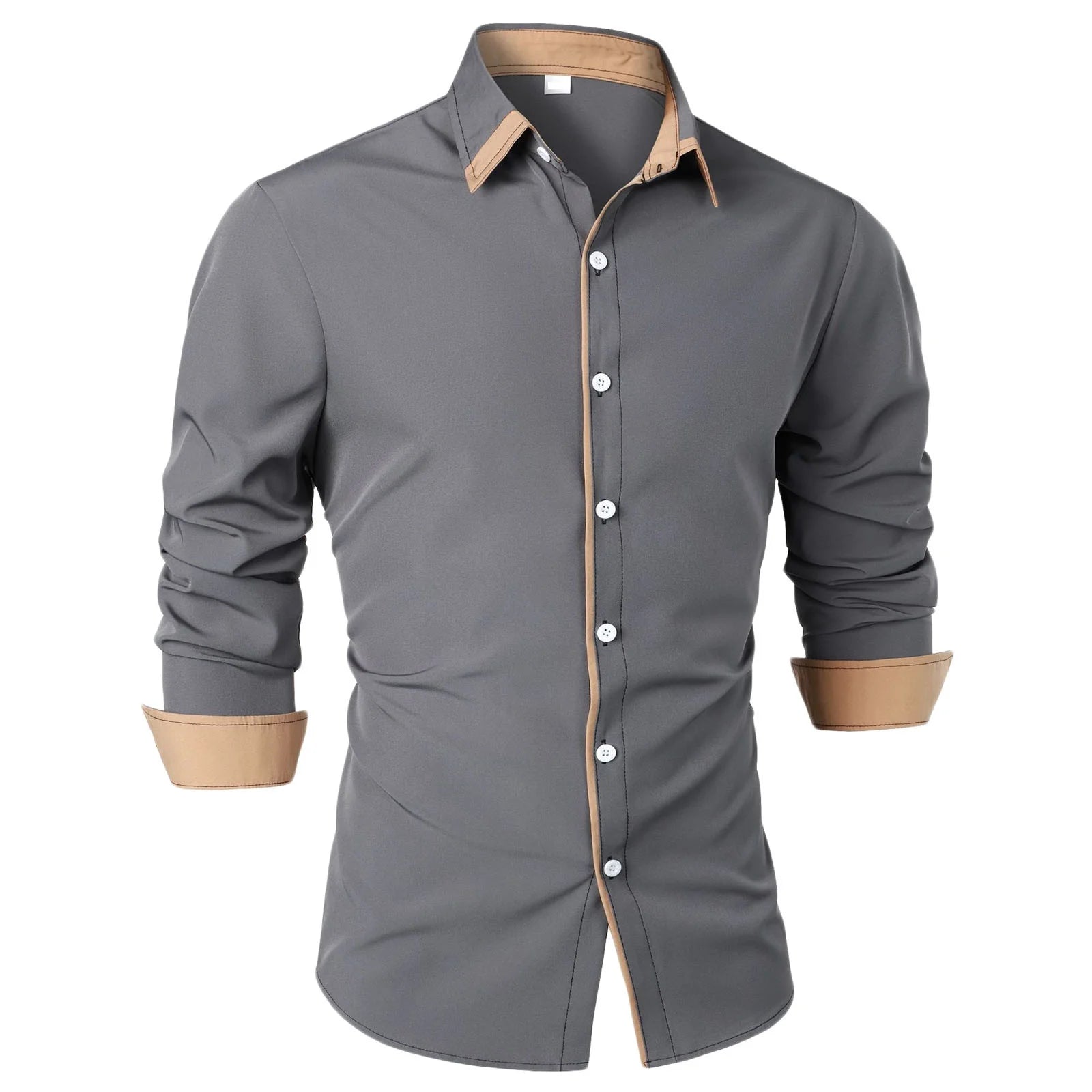 Men's Slim Fit Contrast Collar Button-Down Shirt